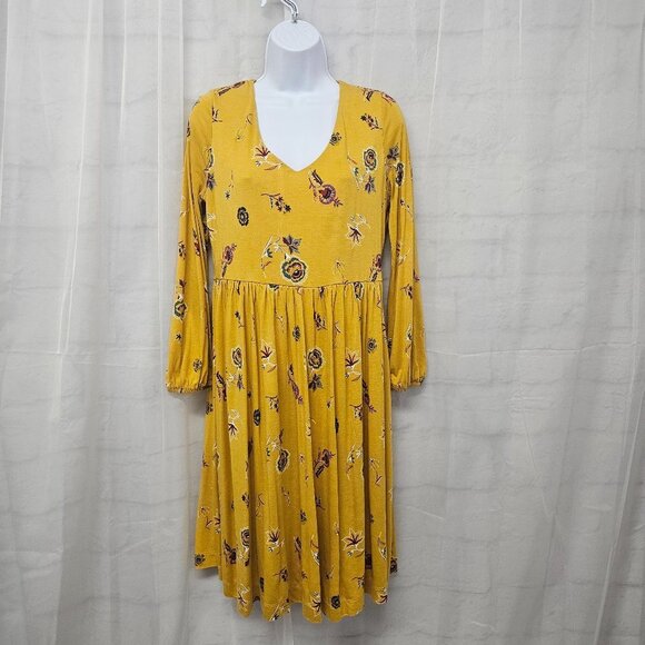 Old Navy Mustard Yellow Floral Boho Dress Festival Peasant M - Picture 12 of 12